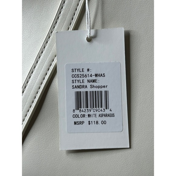 Cavalli NWT Tote Bag Class Sandra Shopper White Asparagus Gold Logo MSRP 118 - Picture 3 of 10